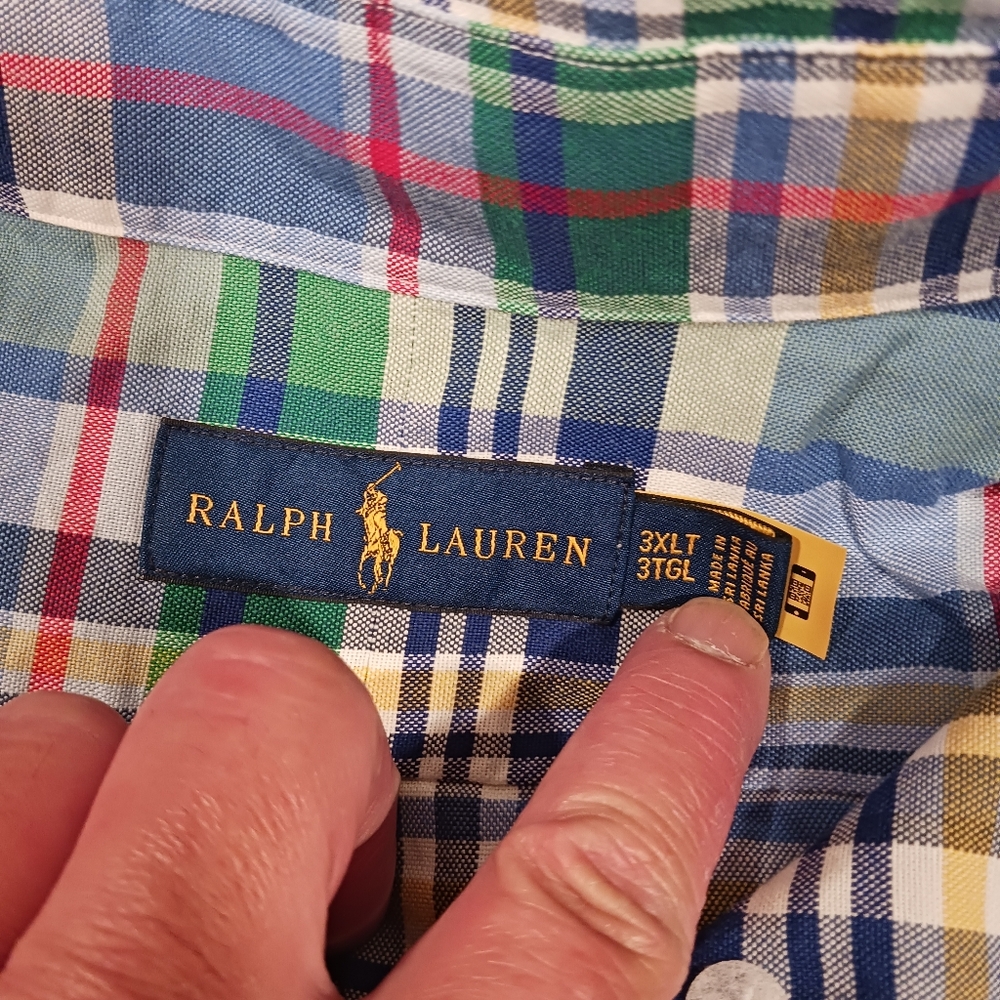 Ralph Lauren Classic Plaid Long-Sleeve Button Down Shirt Size 3XLT for Men - Picture 3 of 4